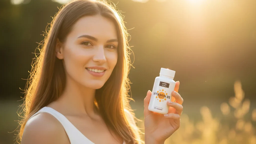 Ambassadrice Mihi présentant un complément alimentaire de la gamme Bien-être, symbole de l'efficacité de la cure Detox et de la qualité de fabrication pharmaceutique européenne